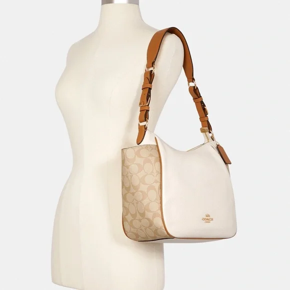 New💃Coach Rori Shoulder Bag Colorblock Signature Canvas - Picture 4 of 11